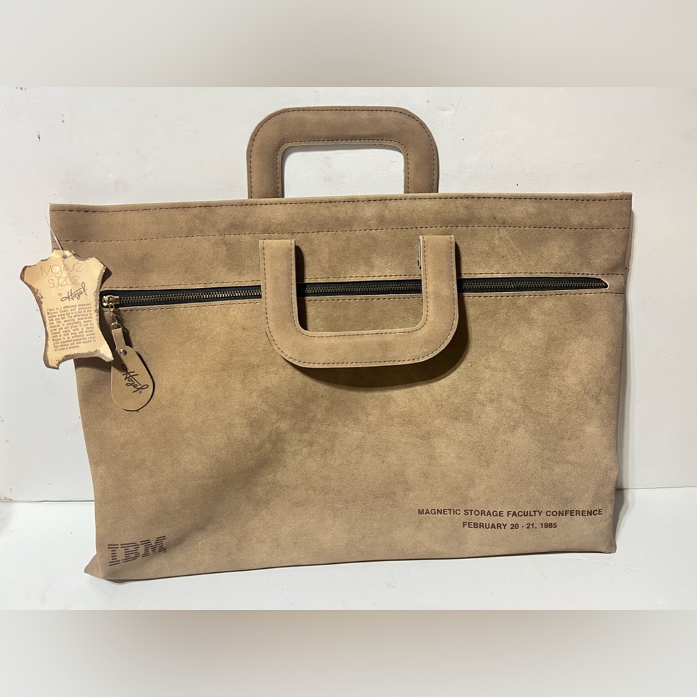 IBM Hazel Mojave Suede Bag Tan Vintage Conference Messenger Memorabilia